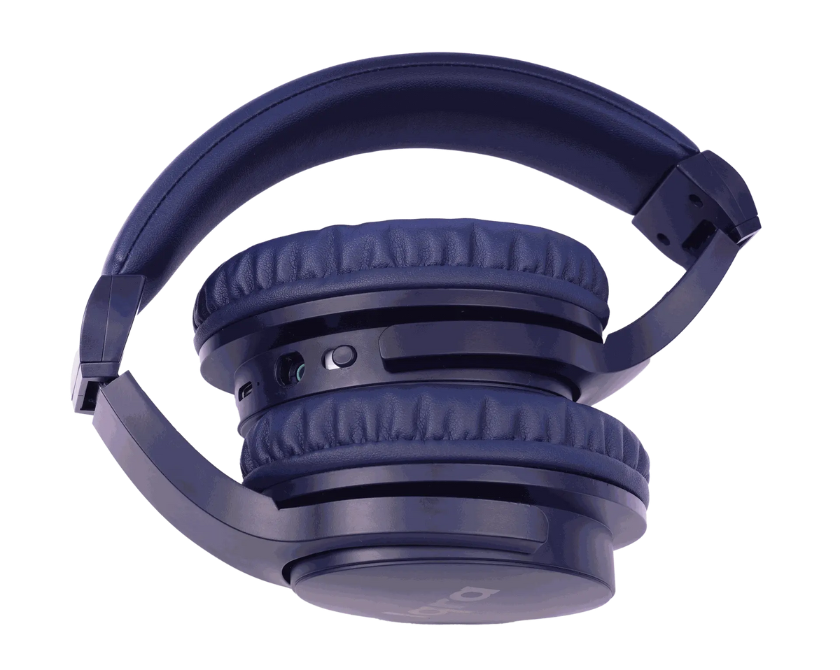 Iqra Studio headset with pop filter and microphone attached